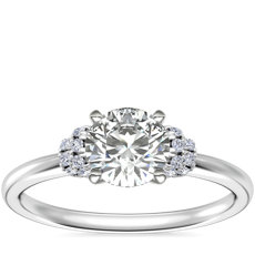 Delicate Aria Pavé Diamond Engagement Ring in 14k White Gold (1/10 ct. tw.)